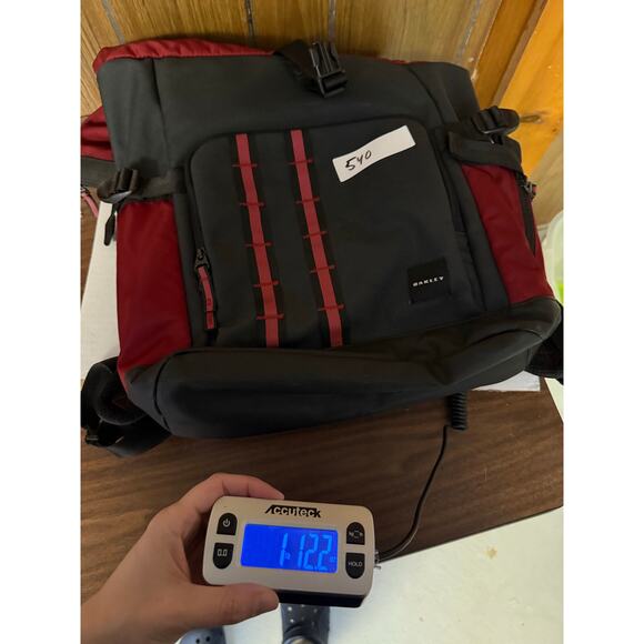 OAKLEY Utility Rolled Up Backpack Roll Top Bag Dull Onyx Red Y2k - Picture 14 of 14